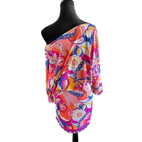 NWT $152 Trina Turk Sevilla Floral Swim Jersey Swimsuit Cover Up Tunic Dress L - Picture 7 of 16